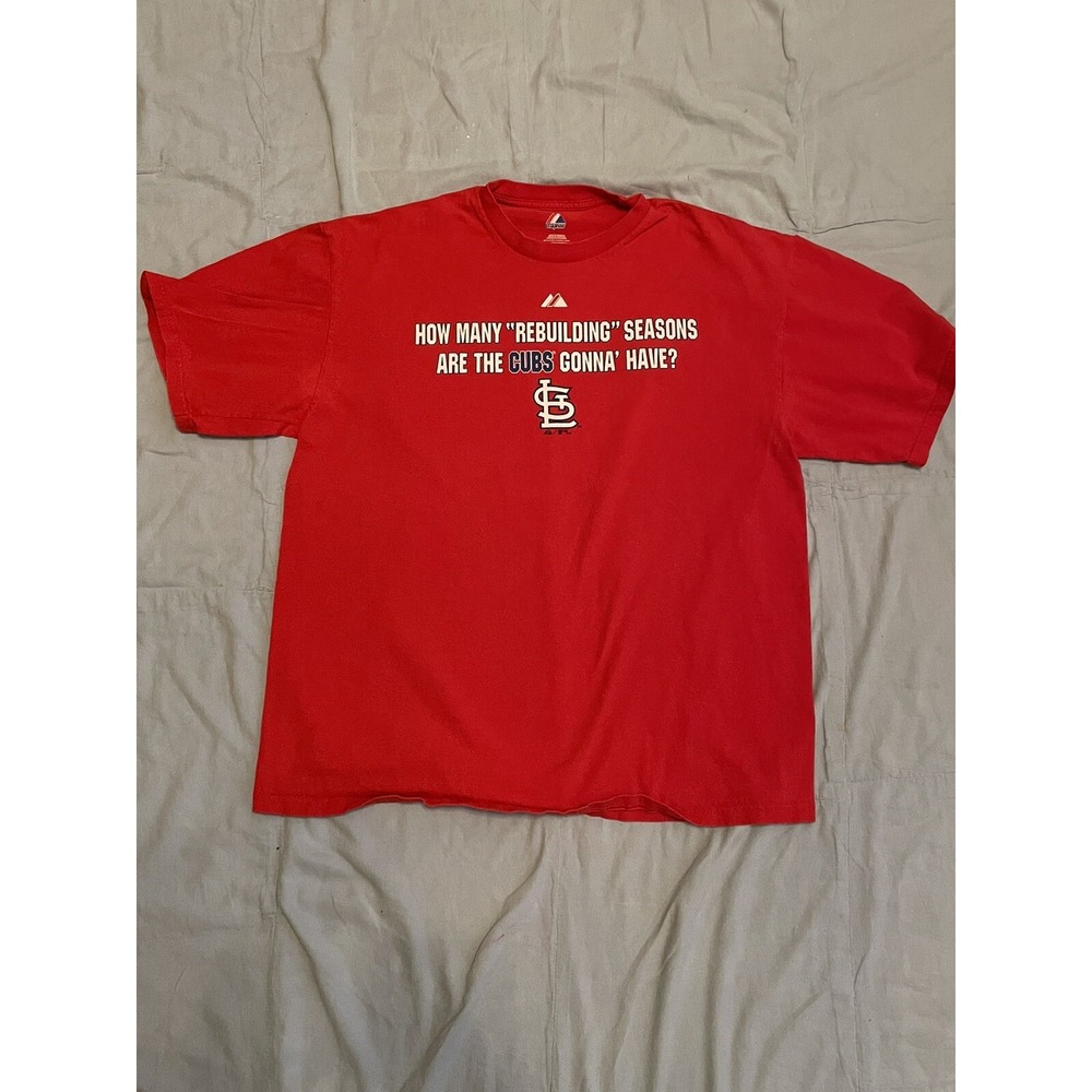 Men's St. Louis Cardinals T-Shirt "How Many Rebuilding Seasons" Cubs Size XL